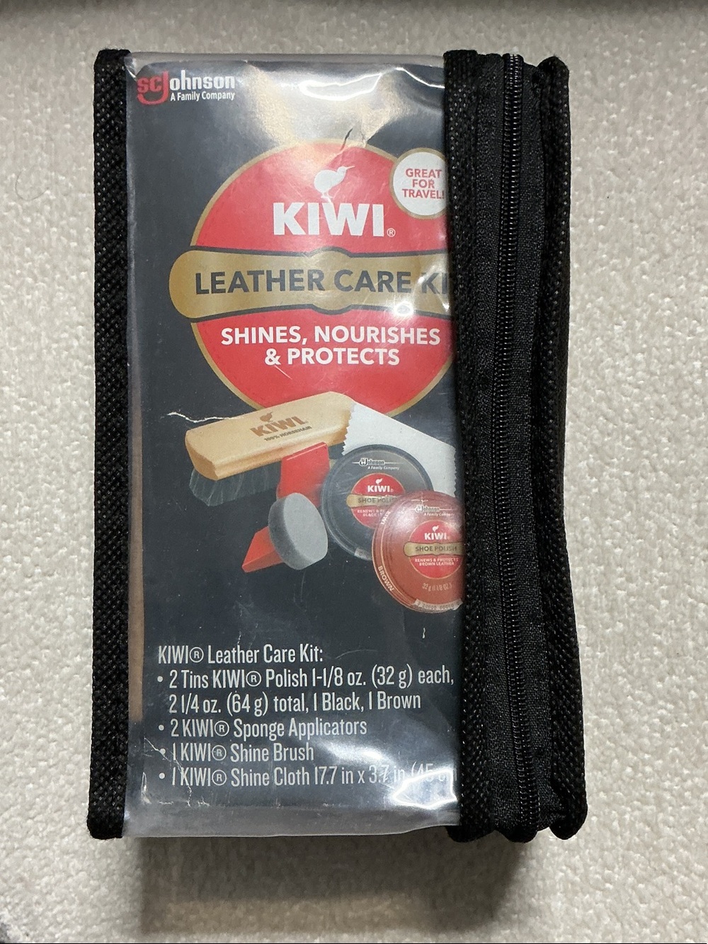Kiwi Leather Care Kit (6 Piece Kit) Red, Black, Brown New with pouch